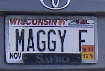 MAGGY F personalized license plate on silver Toyota 20060317