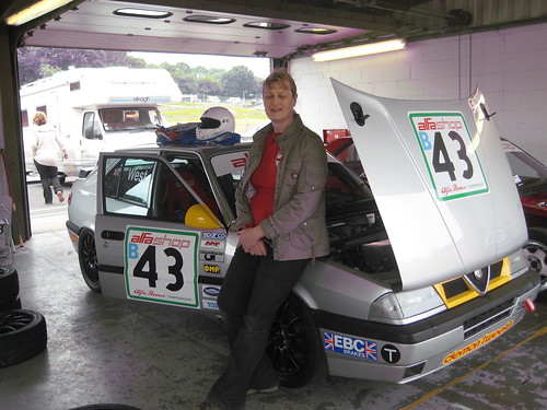 Louise West with her 33 in scrutineering at Oulton