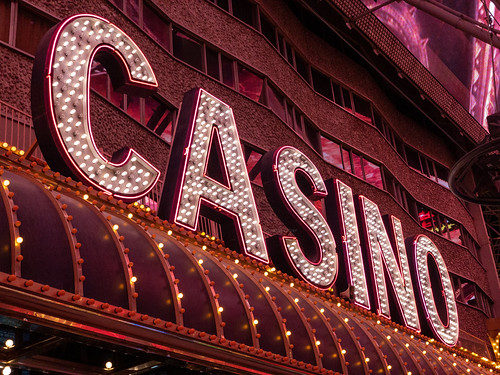Retro, Bulb lit Casino sign - Fremont Street, Downtown Las Vegas