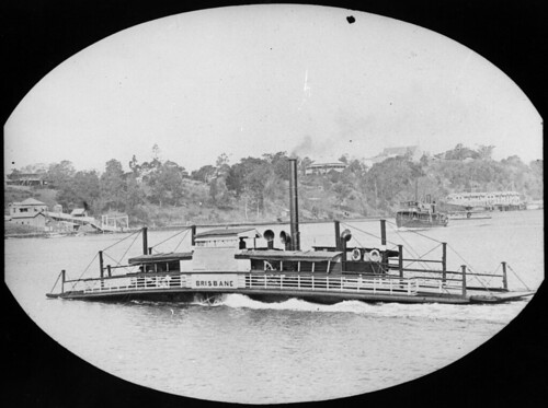 Vehicular ferry Brisbane, crossing the Brisbane River, ca. 1890s