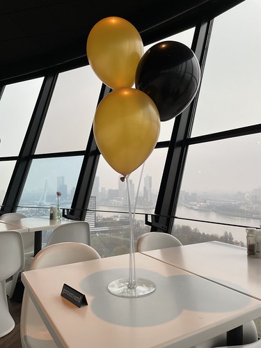 Tafeldecoratie 3ballonnen zonder Helium Opening Panorama Restaurant Euromast Rotterdam