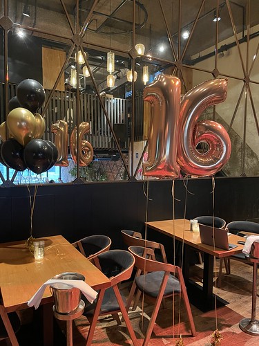 Table Decoration 6 balloons Foilballoon Number 16 Years Cafe in the City Rotterdam
