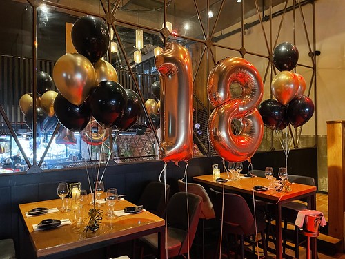 Table Decoration 6 balloons Foilballoon Number 18 Birthday Cafe in the City Rotterdam