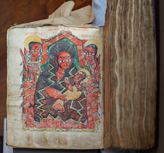 Virgin and Child with the Archangels Michael and Gabriel, Ethiopian Gospel Book
