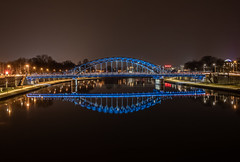 Blue bridge at night