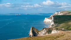 Cliffs of the Jurassic Coast looking out to Weymouth Bay - Dorset