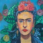 Frida Kahlo. Mixed media on canvas. 60x60 cm. 3600 kr.