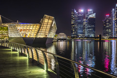 Night Reflections of Singapore Marina Bay Landmarks