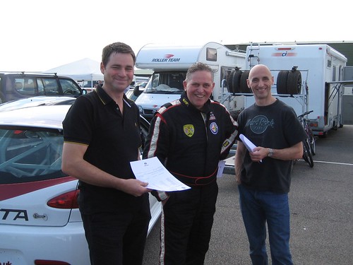 Roger Evans, Ray Foley and Graham Seager after Snetterton qualifying
