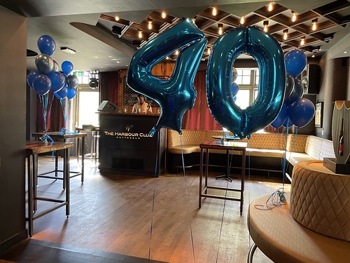 Foilballoon Number 40 Table Decoration 6 balloons Chrome Blauw Birthday The Harbour Club Rotterdam