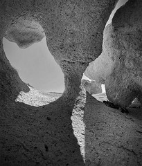 From the inside of a hoodoo (BW)