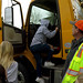 Students take a tour of the snowplow