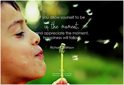 Richard Branson If you allow yourself to be in the moment, and appreciate the moment, happiness will follow.