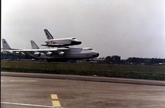 Antonov An-225 Mriya and the Buran space shuttle at the 1989 Paris le Bourget Air Show