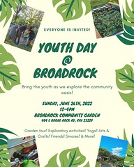 Join us for our Youth Day @ Broad Rock! We are celebrating summer and inviting the whole family to the garden to explore nature and have fun! When: Sunday, June 26 Time: 12pm-4pm Bring your s’more ingredients and let’s have a yummy good time! #ediblegarde