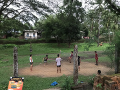 Chinlone (canebal) players in the palace ruins