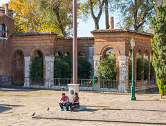 Taking a break in front of the Murano War Monument
