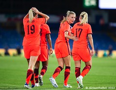 England celebrate Beth Mead's second goal