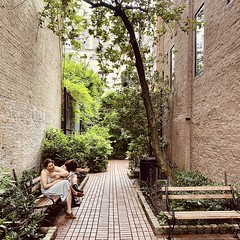 A tiny park, wedged between apartments