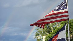 July 1, 2022 - Old Glory and a double rainbow. (ThorntonWeather.com)