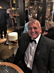 To round off an excellent evening, at the All Bar One, Waterloo, on the other side of the river, Ashley Mayo puts his commemorative tankard to its proper use! (photo by Paul Gillings)