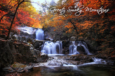Great Smoky Mountains Tennessee - Waterfall & Autumn Colors 86429