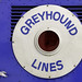Greyhound Lines sign on a bus at the Greyhound Bus Museum in Hibbing, Minnesota