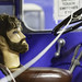 A mannequin head on a bus driver's seat at the Greyhound Bus Museum in Hibbing, Minnesota