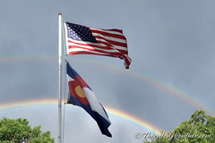July 20, 2022 - Old Glory, the Colorado flag, and a double rainbow. (ThorntonWeather.com)