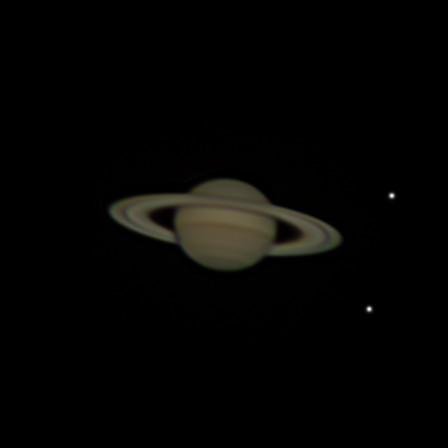Saturn and 2 closer moons