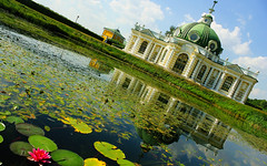 Russia, Parks of Moscow. The grotto since 1761 by the architect Fyodor Argunov, it was intended to represent the Palace of the King of the Seas. Estate of the Count Sheremetev family in Kuskovo (Кусково), Yunosty street, Veshnyaki district.