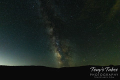 August 27, 2022 - The Milky Way and a meteor in Arapaho National Forest. (Tony's Takes)