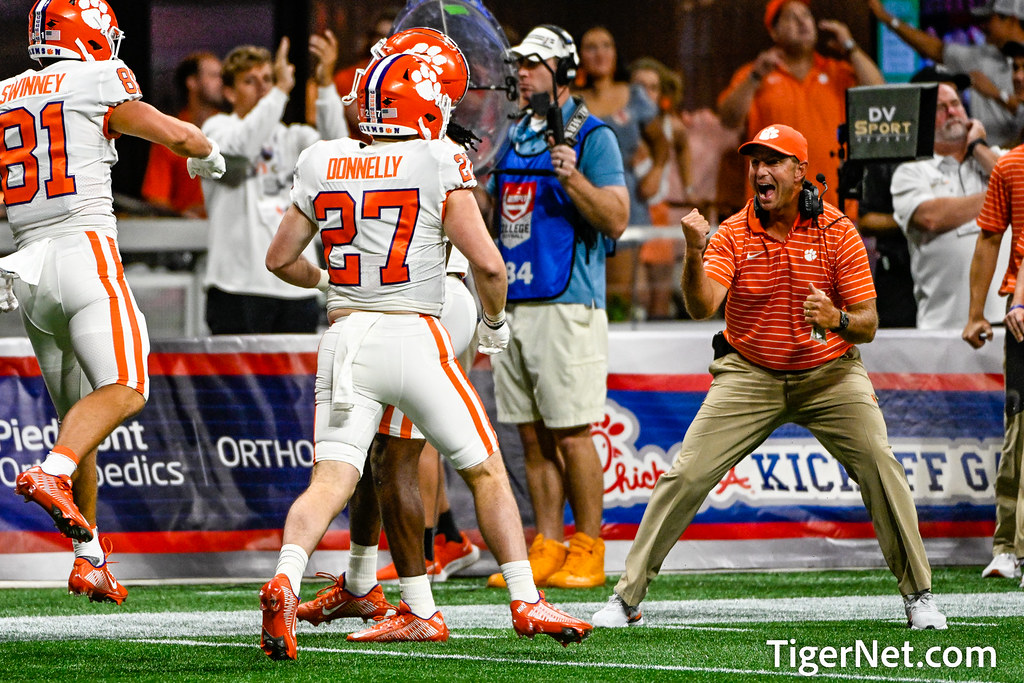 Clemson Football Photo of Carson Donnelly and Dabo Swinney and Georgia Tech