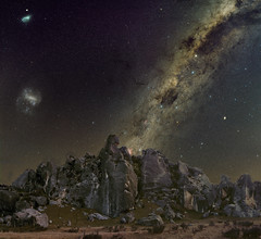 Milky Way over limestone formations at Kura Tāwhiti/Castle Hill