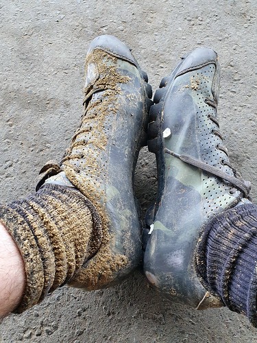Filthy shoes after a wet rail trail ride