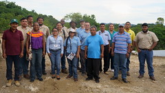 Government officials, the BEL project team and LAIT UP BELIZE! team members at San Vicente village...