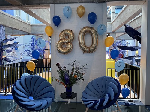 Heliumboog Printed Foilballoon Number 80 Birthday Blue Patio Bar Bruno Room Mate Hotel Rotterdam