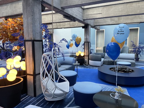 Tafeldecoratie 3ballonnen Bedrukt Blue Patio Bar Bruno Room Mate Hotel Rotterdam