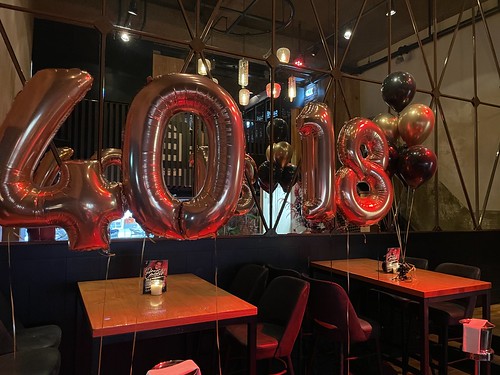 Table Decoration 6 balloons Foilballoon Number 18 en 40 Birthday Cafe in the City Rotterdam