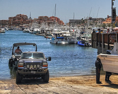 Launching a small Boat at the Cabo San Lucas Marina