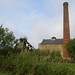 Pleasley Pit Mining Museum chimney, engine house and headstock