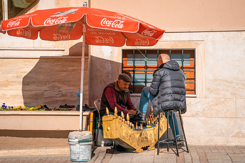 Shoeshiner Under Coca-Cola Umbrella, Edirne Turkiye
