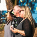 Cheasty, Mountain, bike, Tail, Grand, Opening.  Man, and 2 Woman, looking on one holding a coffee, cup