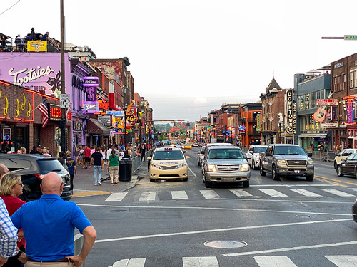 Looking down Broadway, downtown Nashville