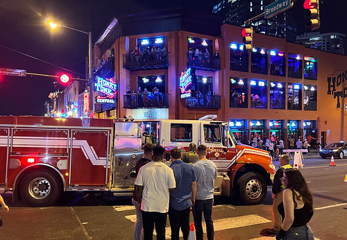 Nashville Fire Truck turning onto Broadway Street