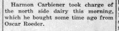 1916-02 - Harmon Carbiener buys dairy - Enquirer_Thu__Feb_3__1916_