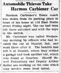 1930 - Harmon Carbiener car stolen - Enquirer_Thu__Dec_18__1930_