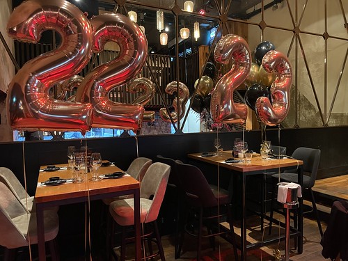 Foilballoon Number 22 en 33 Table Decoration 6 balloons Birthday Cafe in the City Rotterdam