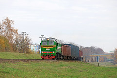 Тепловоз М62-1720 с грузовым составом на перегоне Могилёв-2/Буйничи.