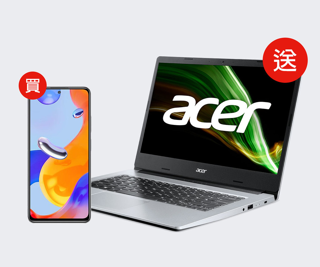 圖二：月付999簽約48個月搭配紅米 Note 11 Pro (8+128) 5G，手機0元再送Acer 14吋筆電